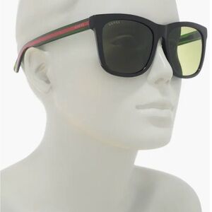 Gucci Black Sunglasses with Green and Red Stripe 56-18-145